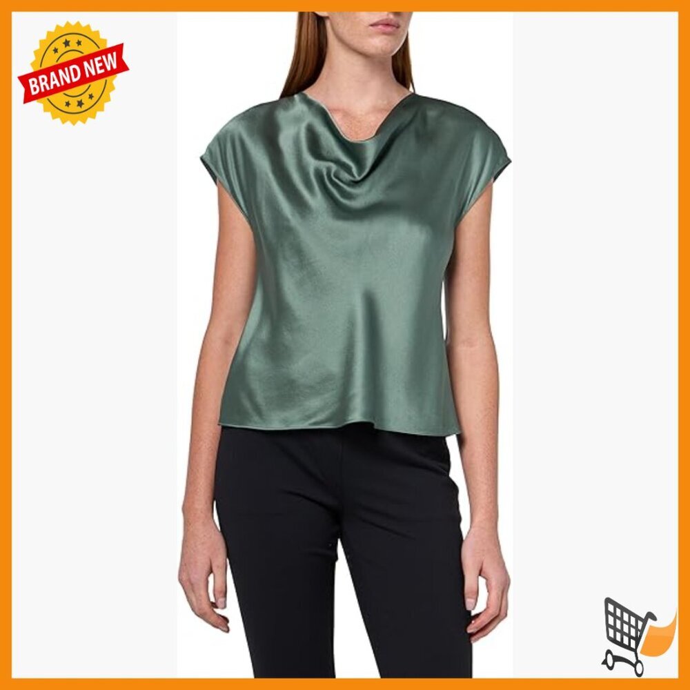 Silk Cowl Neck Cap Sleeve Blouse Relaxed Fit Standard Length